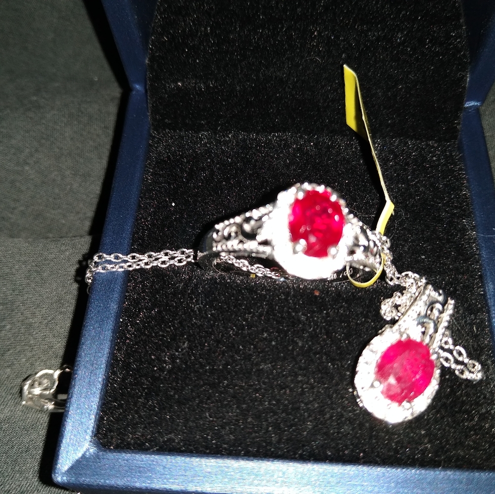 Ruby ring sz 10 and pendant with chain